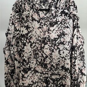 Express Black and Pink Floral Blouse